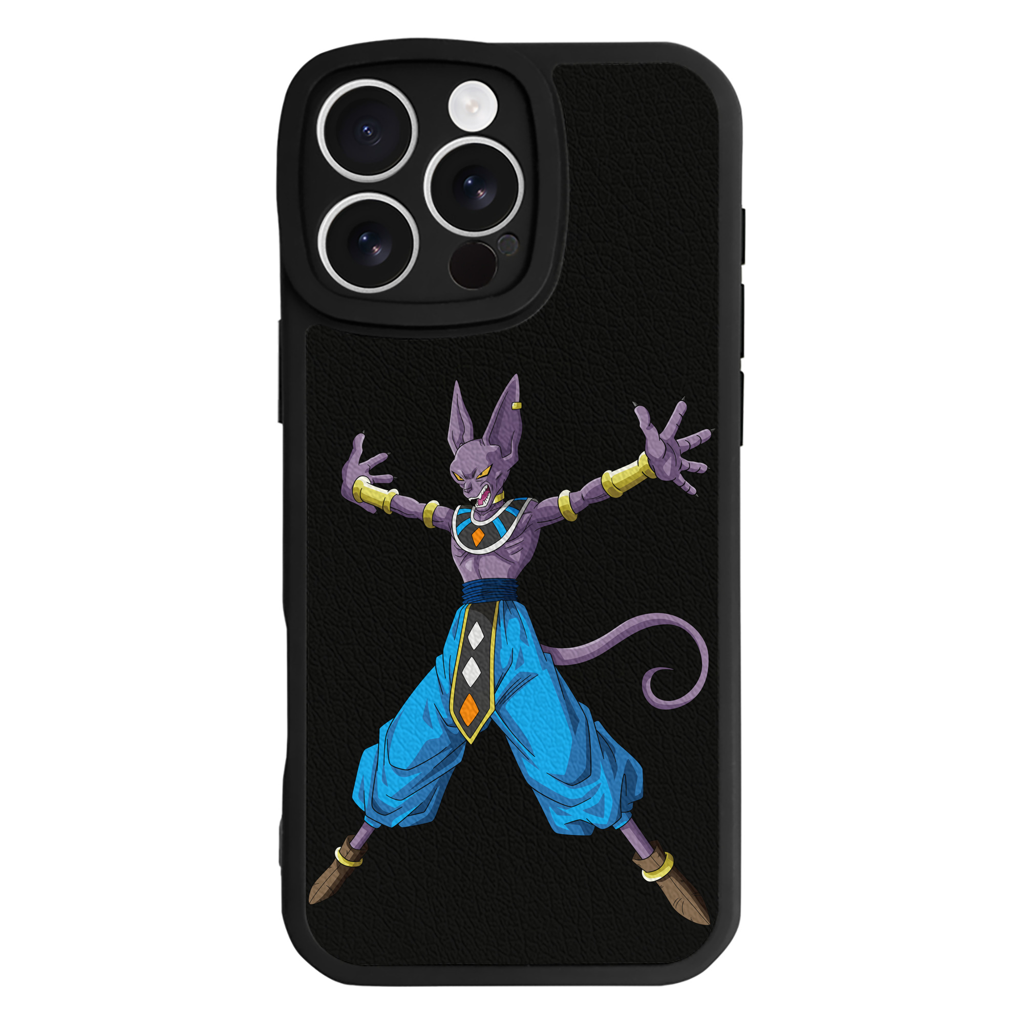 （画像用） ドラゴンボール ビルス 破壊神ビルス DRAGON BALL Beerus Birusu 【iPhone 16シリーズ対応】シリコンスマホケース（レザー調） 材質：シリコン